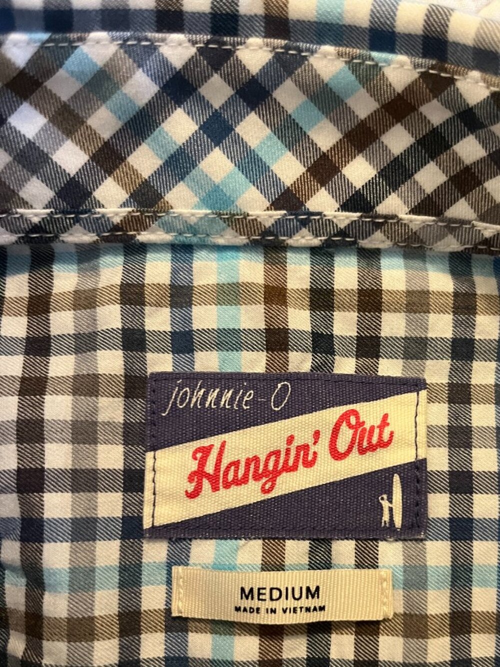 JOHNNIE-O HANGIN' OUT SZ MEDIUM COTTON BLEND STRETCH LS SHIRT
